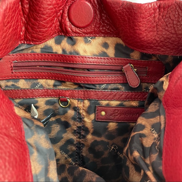 B. Makowsky red grain leather shoulder tote bag - Picture 3 of 3